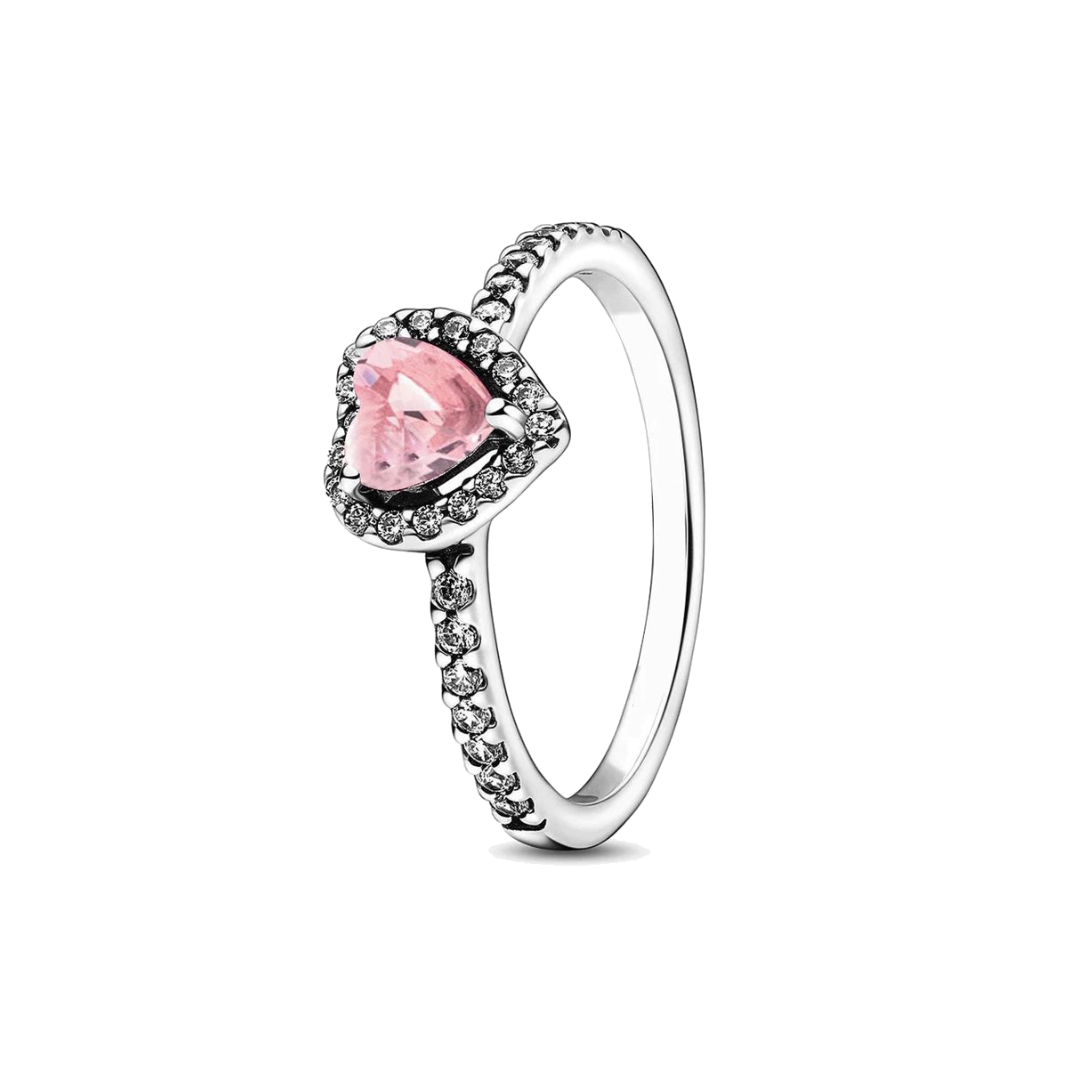 Anillo Corazón Nivelado Rosa Brillante