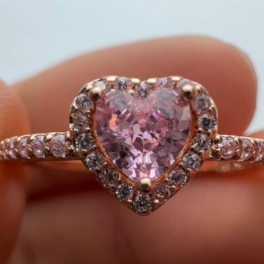 Anillo Corazón Oro Rosa Nivelado Brillante